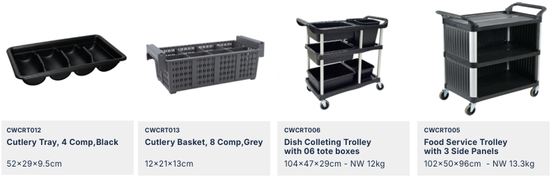 Trays, Mop Bucket, and Trolleys